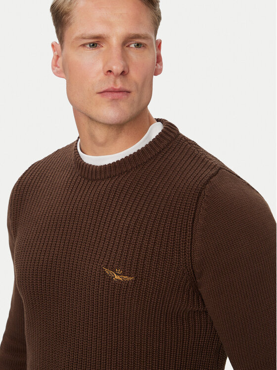 Aeronautica Militare Aeronautica Militare Пуловер 262MA1571UL00409 Кафяв Regular Fit