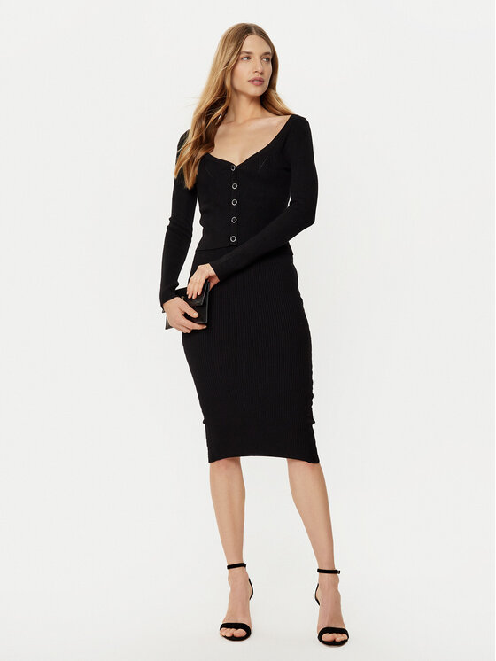 Guess Guess Midi szoknya W5RD15 Z2V62 Fekete Slim Fit