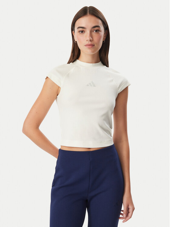 adidas T-krekls Adidas Kit Small Logo Rib KT0289 Balts Slim Fit