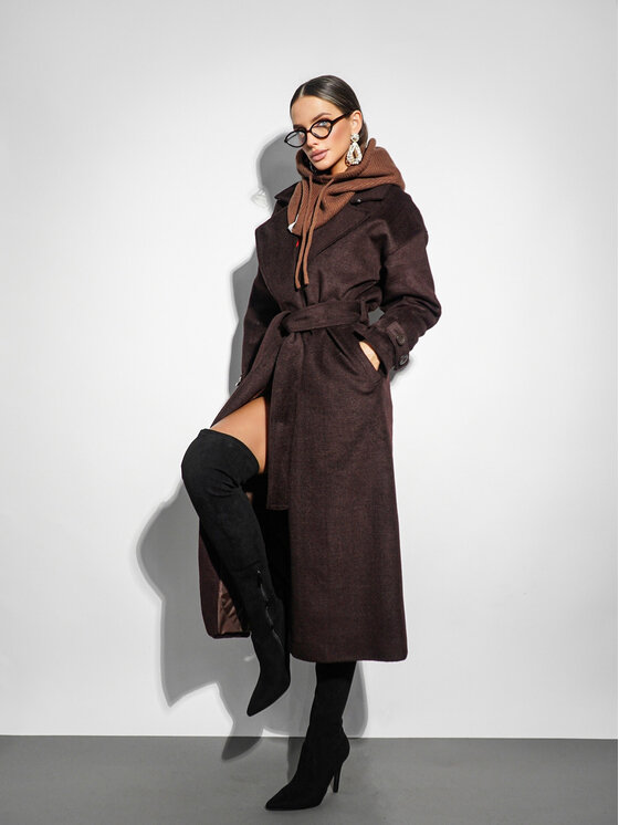LilaLou LilaLou Płaszcz przejściowy City Brązowy Oversize