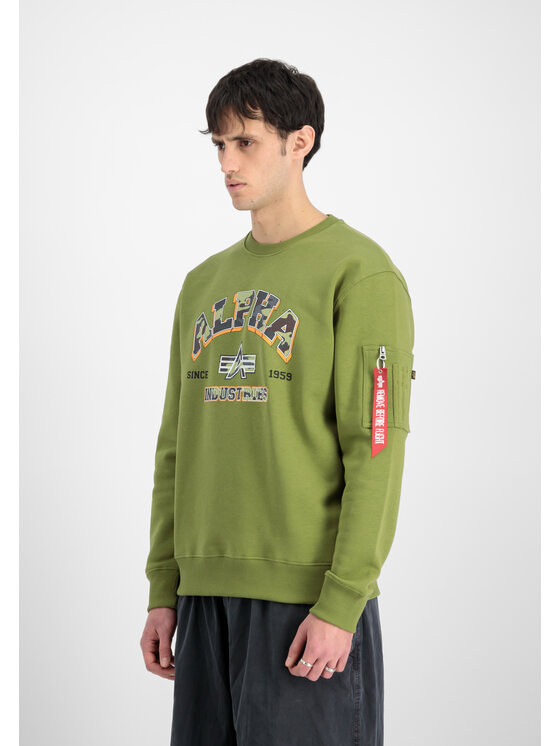 Alpha Industries Alpha Industries Bluza College Camo Sweatshirt Zielony Regular Fit
