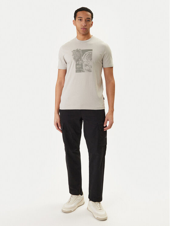 BOSS BOSS T-Shirt Imprint 50556007 Beżowy Regular Fit