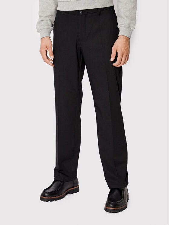 Woodbird Woodbird Pantaloni din material Eik 2116-206 Negru Regular Fit