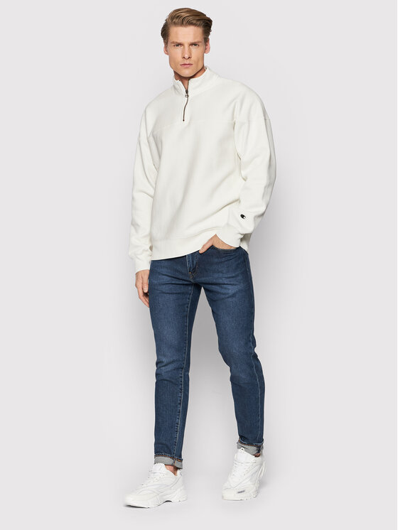 Felpa Half Zip-Up 216629 Bianco Oversize