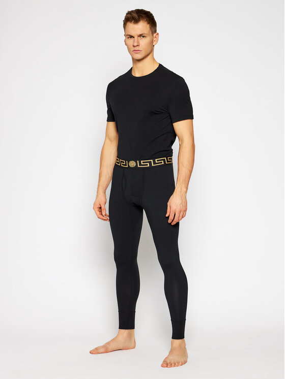 Versace Versace Σκελέα Long John Intimo AU100023 Μαύρο Slim Fit