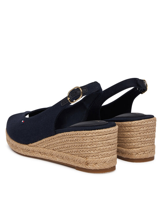 Tommy Hilfiger Tommy Hilfiger Espadrile Mid Wedge Espad Slingback FW0FW09228 Mornarsko modra
