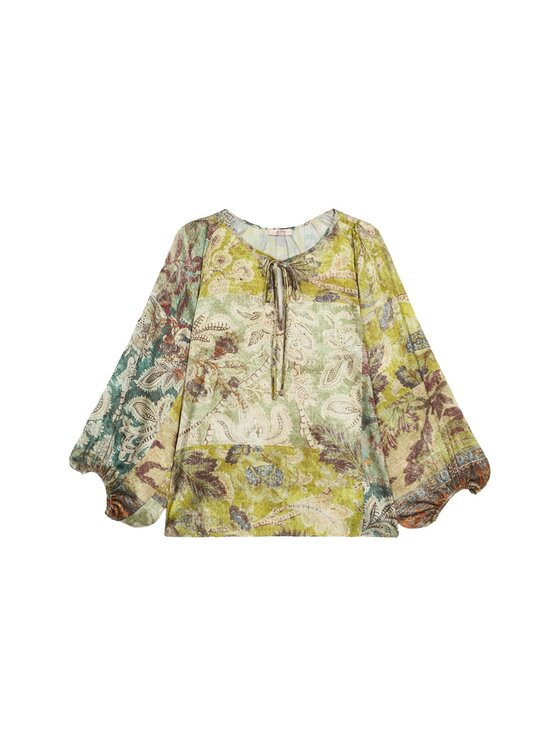 Oltre Oltre Bluzka 2507J000751N0S5 Zielony Regular Fit