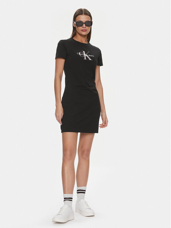 Calvin Klein Jeans Calvin Klein Jeans Ежедневна рокля Diffused Monologo J20J223056 Черен Slim Fit