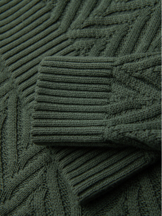 Ombre Ombre Sweter OM-SWSW-0190 Zielony Regular Fit