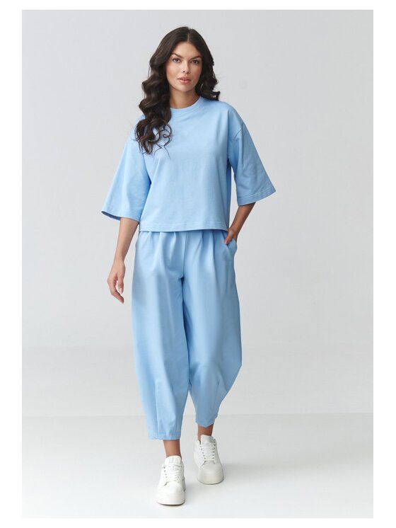 Makadamia Makadamia Dres M916 Niebieski Loose Fit