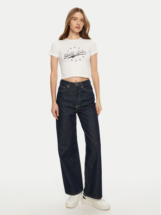 Guess Jeans Guess Jeans Marškinėliai W5RI59 J1314 Balta Regular Fit