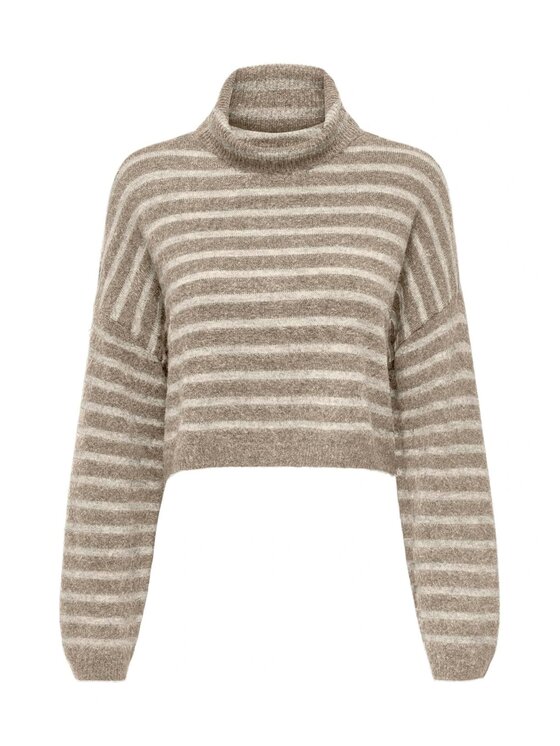ONLY ONLY Πουλόβερ Maglia donna onltalio ls stripe short rollneck Μπεζ Comfort Fit