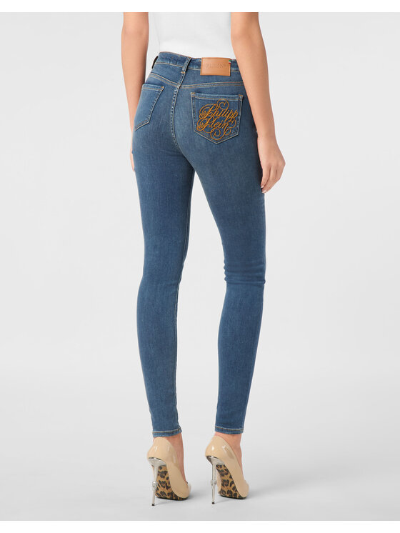 PHILIPP PLEIN PHILIPP PLEIN Džegínsy 24297 Modrá Jegging Fit