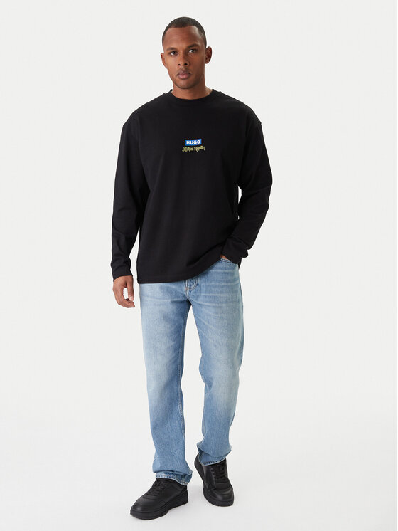 HUGO HUGO Pikkade varrukatega T-särk Nichaboso JJK 50554835 Must Relaxed Fit