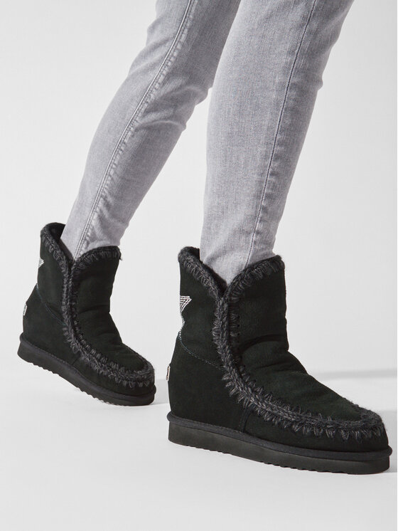 Mou Mou Μπότες Χιονιού Inner Wedge FW121049A Μαύρο