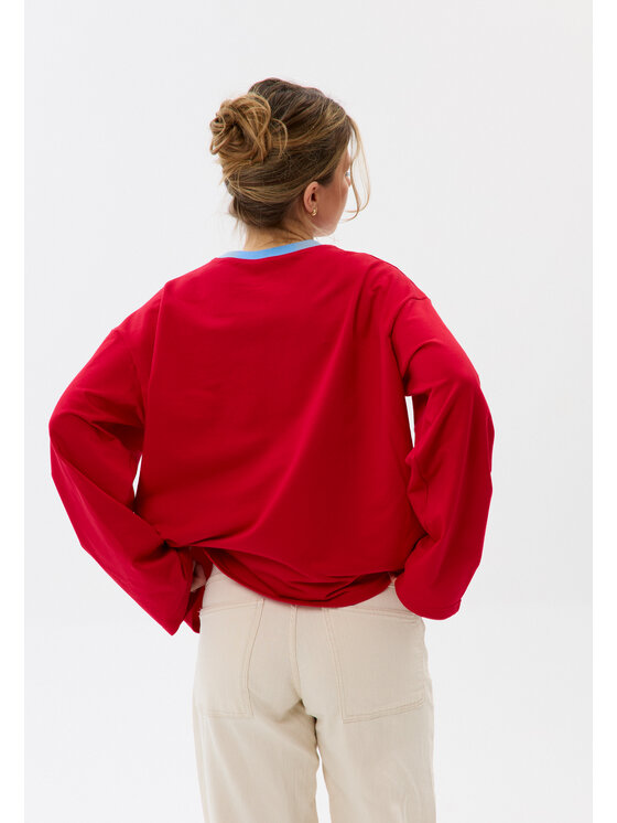Mirons Mirons Longsleeve Print Czerwony Regular Fit