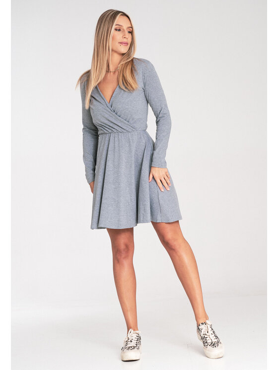 FIGL FIGL Koktejlové šaty M1050 Sivá A-Line Fit