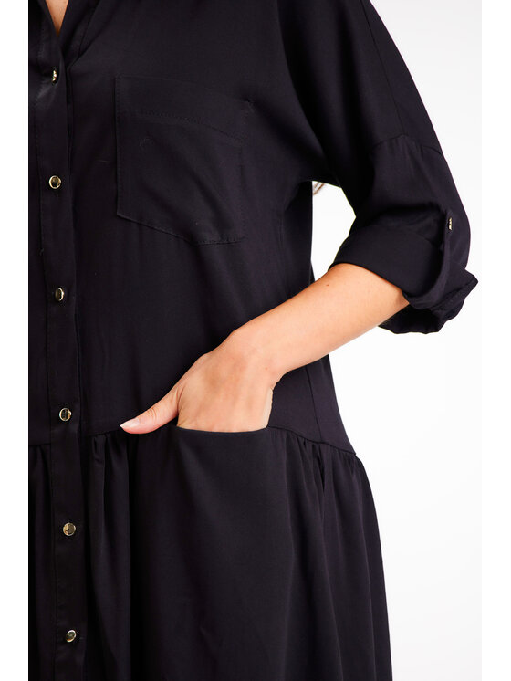 Awama Awama Sukienka letnia A584 Czarny Basic Fit