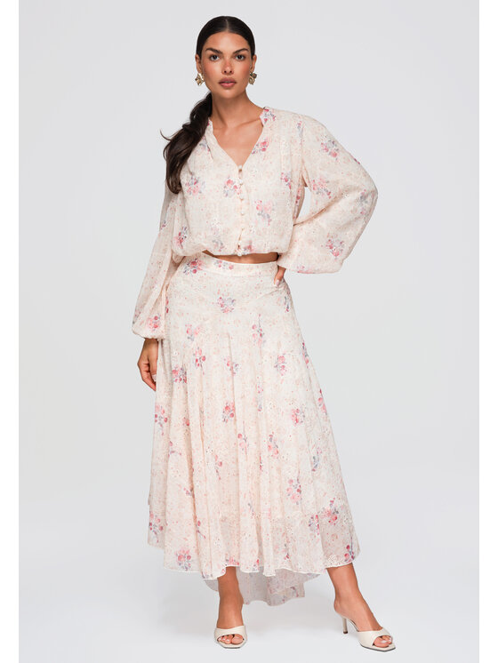 Ombre Ombre Koszula OW-SH-E0058 Beżowy Loose Fit
