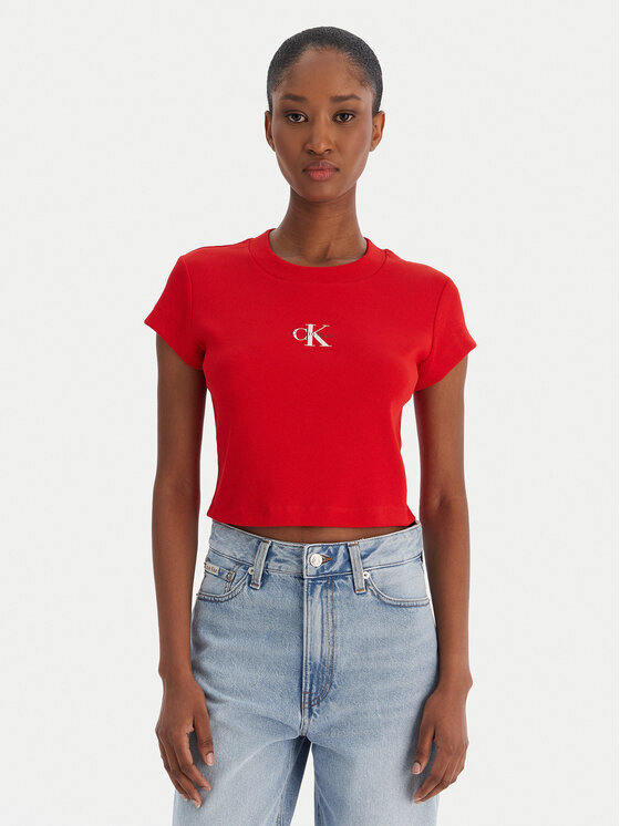 Calvin Klein Jeans Tricou LV047AB802 Roșu Slim Fit