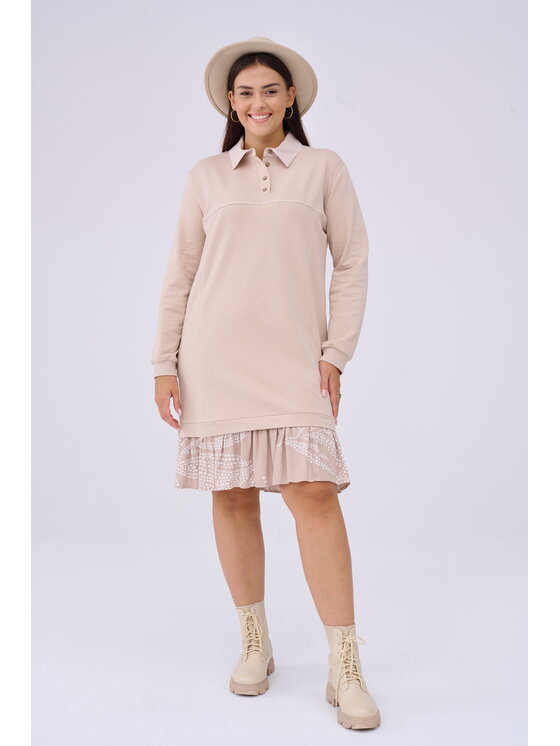 blue shadow blue shadow Sukienka Iga Plus Size Beżowy Standard Fit