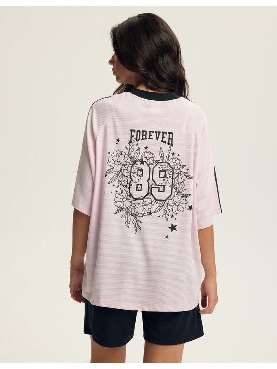 Esotiq Esotiq T-Shirt 43758 Růžová Oversize