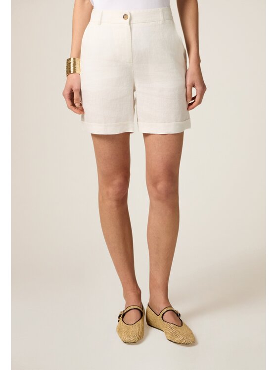 Oltre Oltre Pantaloncini di tessuto P015R008439N011 Bianco Baggy Fit