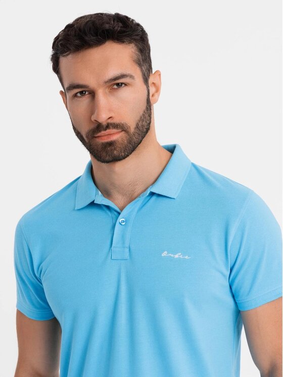 Ombre Ombre Polo OM-POSS-0103 Niebieski Regular Fit
