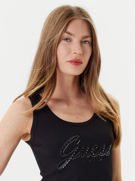Guess Guess Top W5YP00 KCXJ2 Črna Regular Fit