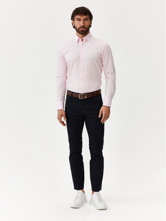Evenemen Evenemen Koszula Stickat Różowy Slim Fit