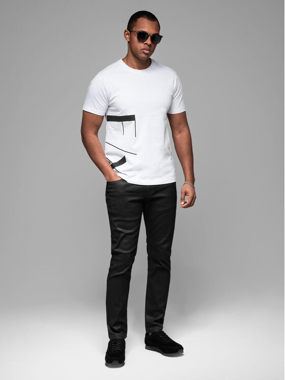 Ombre Ombre T-Shirt OM-TSPT-0213 Biały Regular Fit
