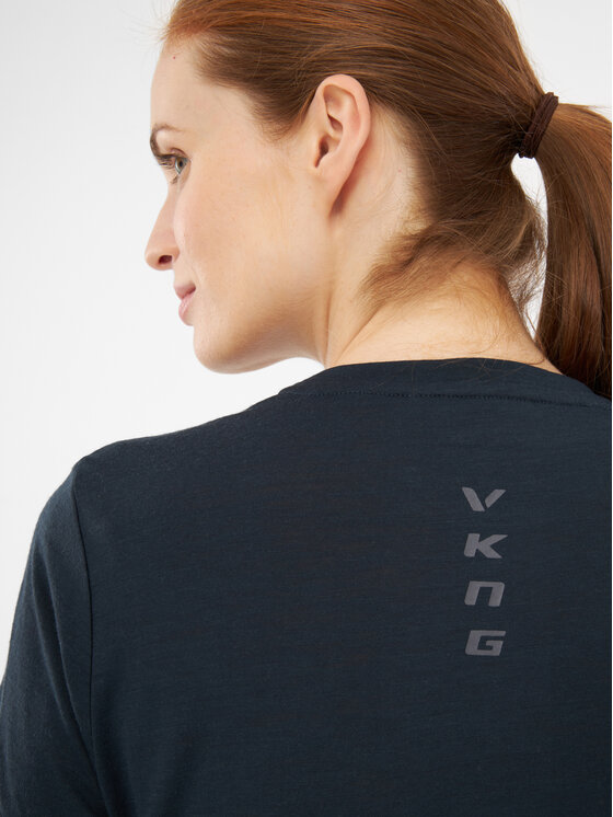 Viking Viking Koszulka techniczna T-shirt Salen Lady Merino Granatowy Regular Fit
