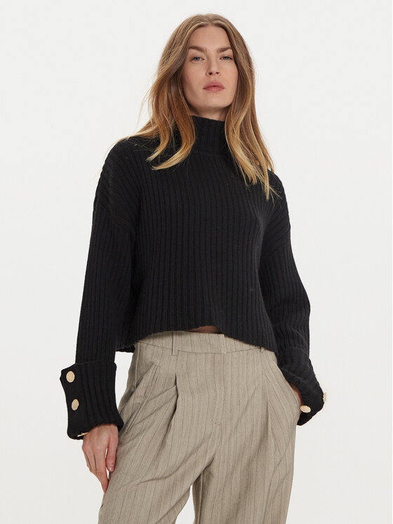 ViCOLO ViCOLO Bluză cu gât 55016S Negru Regular Fit