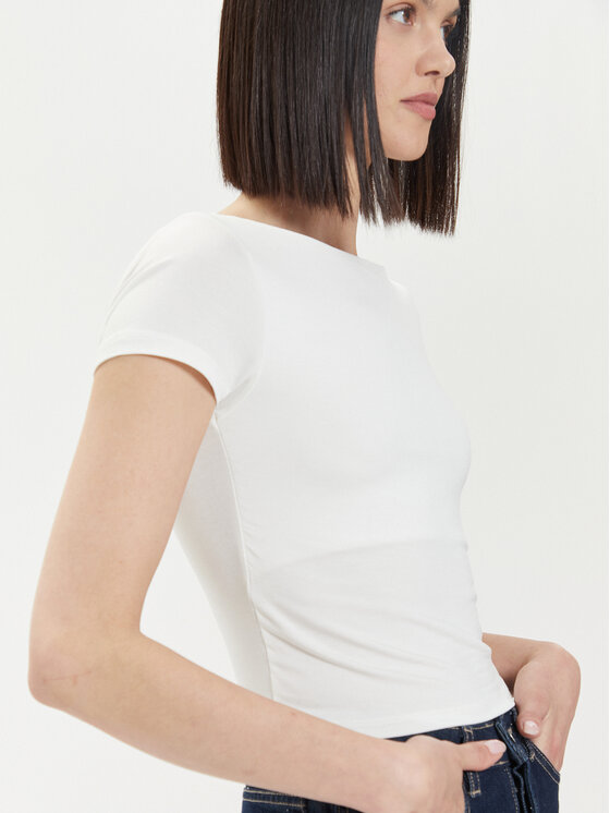Gina Tricot Gina Tricot Marškinėliai 21319 Balta Slim Fit