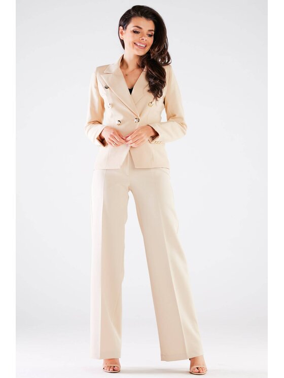 Awama Awama Pantaloni da donna A442 Beige Basic Fit