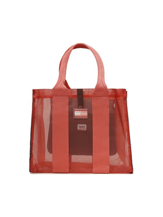 Geantă Tommy Jeans Tjw Summer Vacation Tote Mesh AW0AW15123 Roșu
