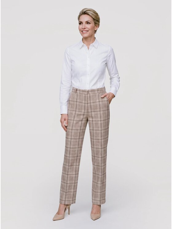 Willsoor Willsoor Spodnie materiałowe 68271 Beżowy Straight Leg