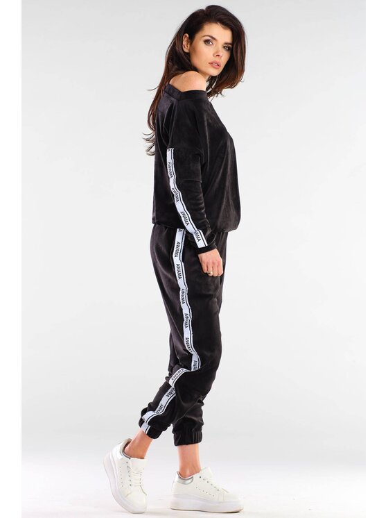 Awama Awama Spodnie damskie A409 Czarny Basic Fit