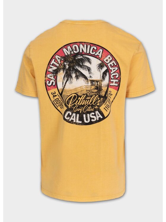 PITBULL PITBULL T-Shirt Koszulka męska Denim Washed OCEANSIDE L Żółty Regular Fit