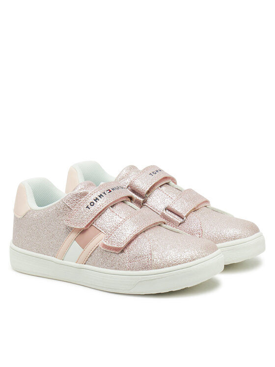Tommy Hilfiger Tommy Hilfiger Сникърси Flag Low Cut Velcro Sneaker T1A9-33725-0745 S Розов