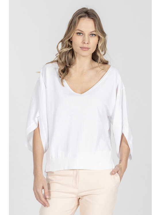 Deni Cler Milano Deni Cler Milano Sweter T-DC-S212-F2-20-10-1 Biały Loose Fit