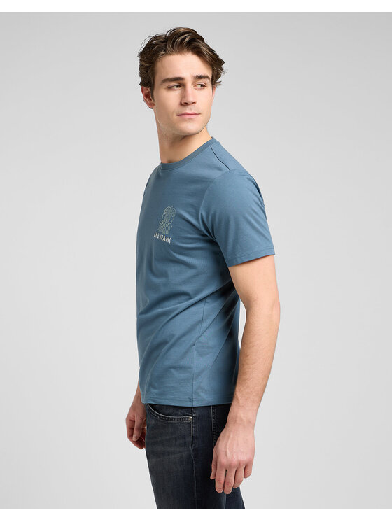 Lee Lee T-Shirt SS ELEVATED Niebieski Regular Fit