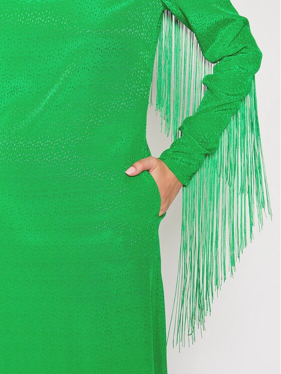 ROTATE ROTATE Rochie de zi Reba Fringe RT872 Verde Loose Fit