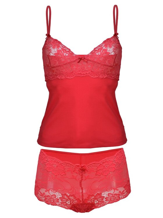 DKaren Lingerie DKaren Lingerie Komplet bielizny Wiktoria Czerwony Classic Fit