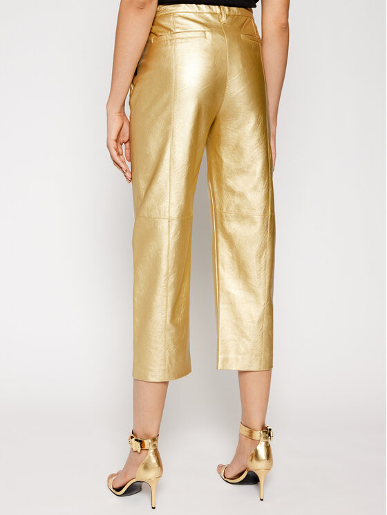 PINKO Pinko Kalhoty z imitace kůže UNIQUENESS Busoni PE21 UNQS 1Q1088 Y6VG Zlatá Regular Fit