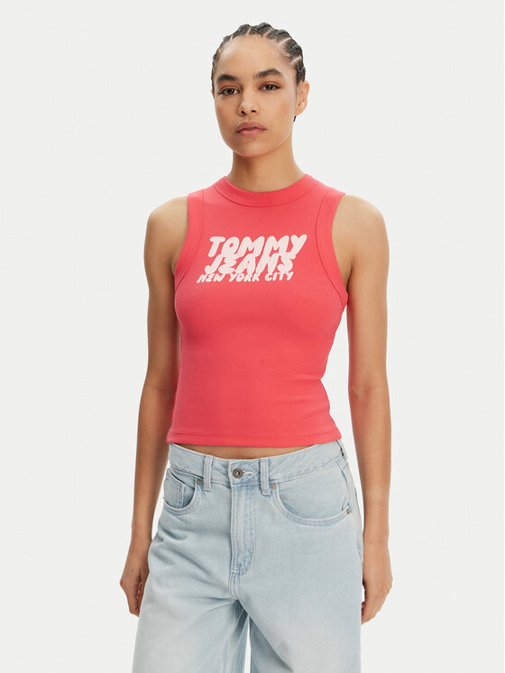 Tommy Jeans Tommy Jeans Felső DW0DW21339 Rózsaszín Slim Fit