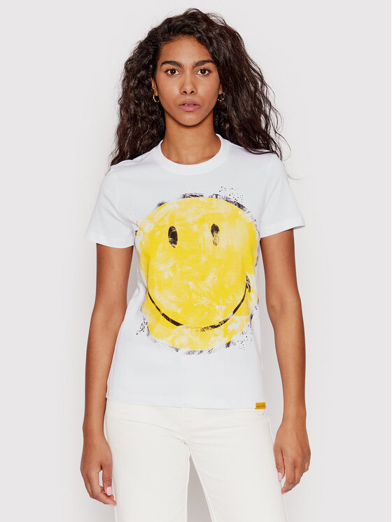 Desigual Desigual Marškinėliai SMILEY Malabares 22SWTKA1 Balta Regular Fit