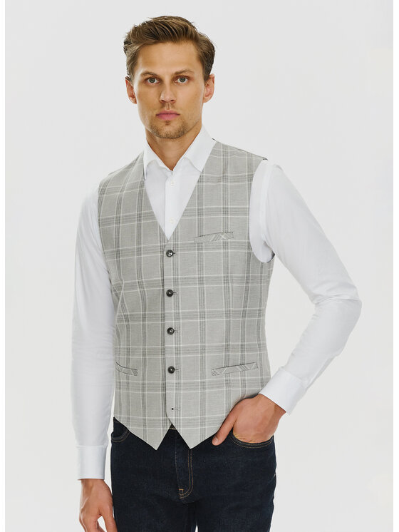 Pako Lorente Pako Lorente Kamizelka P24SF-8X-005 Szary Slim Fit