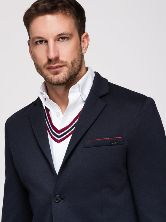 Ombre Ombre Marynarka M170 Granatowy Slim Fit