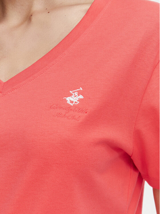 Beverly Hills Polo Club Beverly Hills Polo Club T-Shirt P-SS26W-TS516518 Koralowy Regular Fit